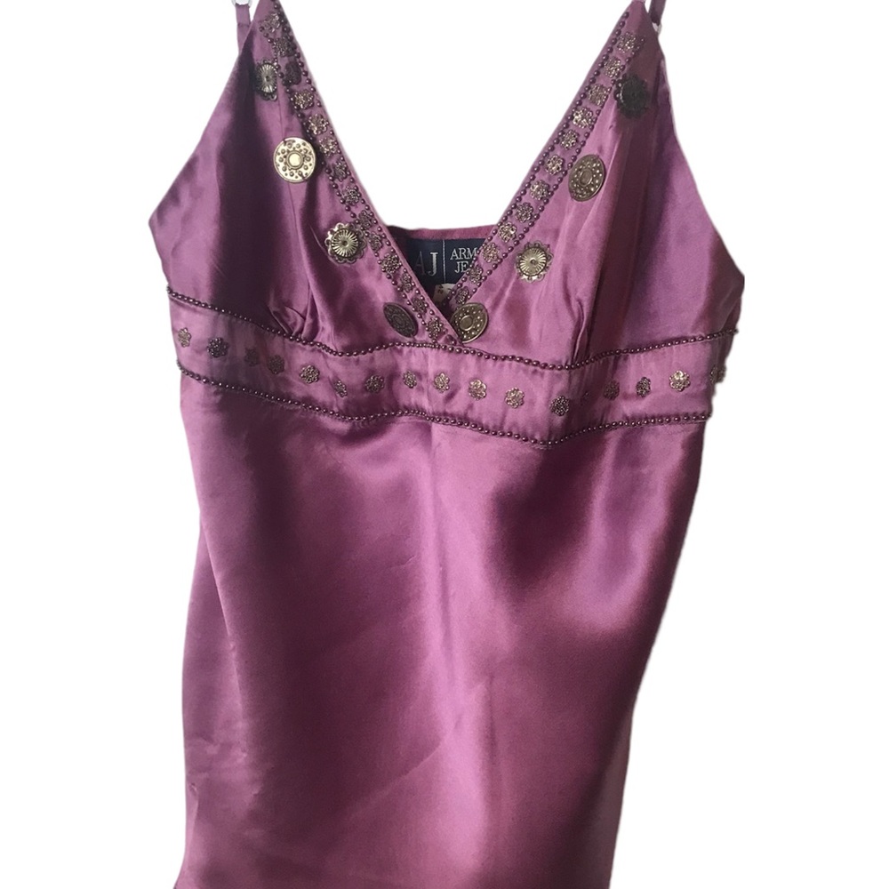 Armani Jeans satin lingerie top with metal accents.Size 8